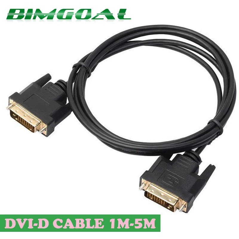 Позолоченный Высокоскоростной DVI Кабель адаптер 0 5 м 1 2 3 24 + pin D кабель dvi