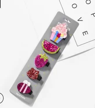 7 HM022 Korean Version Sweet Children's Hairpin Sequins Animal Unicorn Cat Bow Owl Cute Cartoon Princess Hair Clip Jewelry - Окраска металла: 7