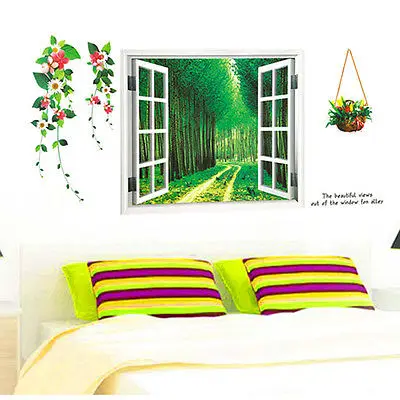 Новинка 2015 3D чехол с окошком для экрана лес Съемный ПВХ стены Стикеры виниловые