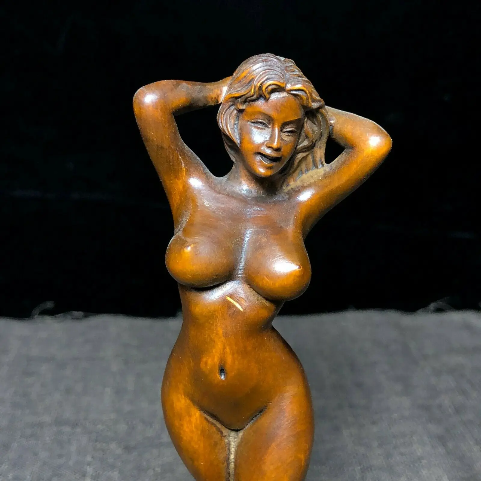 Старый коллекционный китайский Boxwood обувь на высоком каблуке голый Belle орнамент