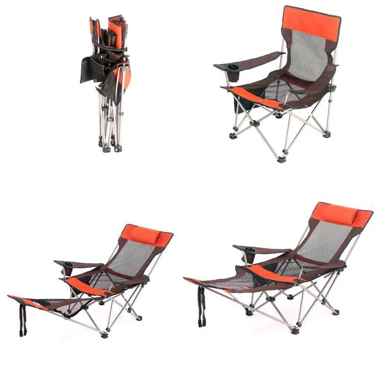 

Outdoor leisure portable folding chair camping beach back armchair fishing stool simple lunch lounge recliner Footed 2019