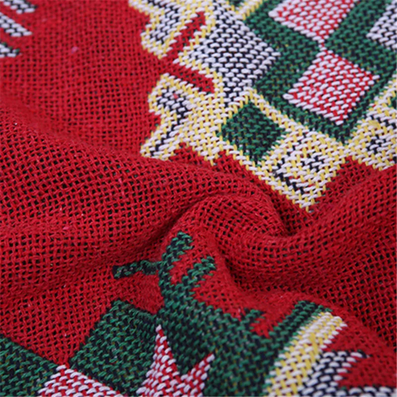 Хлопковое льняное клетчатое вязаное одеяло покрывало для дивана кровати