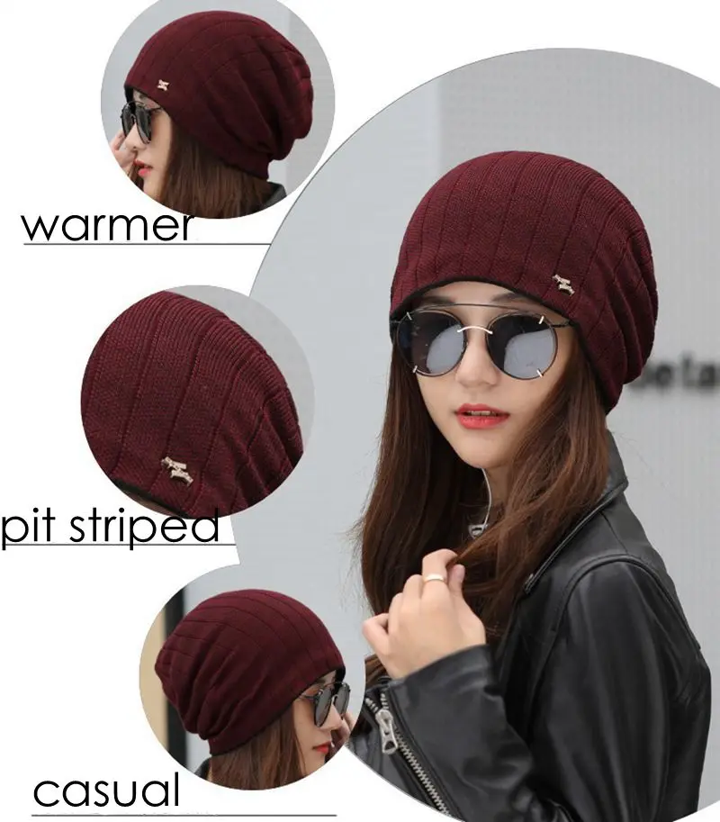 Yienws Bonnet Femme осенние шапки бини для женщин Повседневные вязаные шапки женские бордовые зимние шапки женские серые YIC682