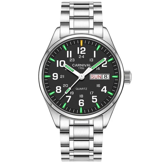 black green T25 Тритий газ светящиеся мужские часы Топ бренд класса люкс карнавал Военный Спорт кварцевые наручные часы для мужчин relojes hombre - Цвет: black green
