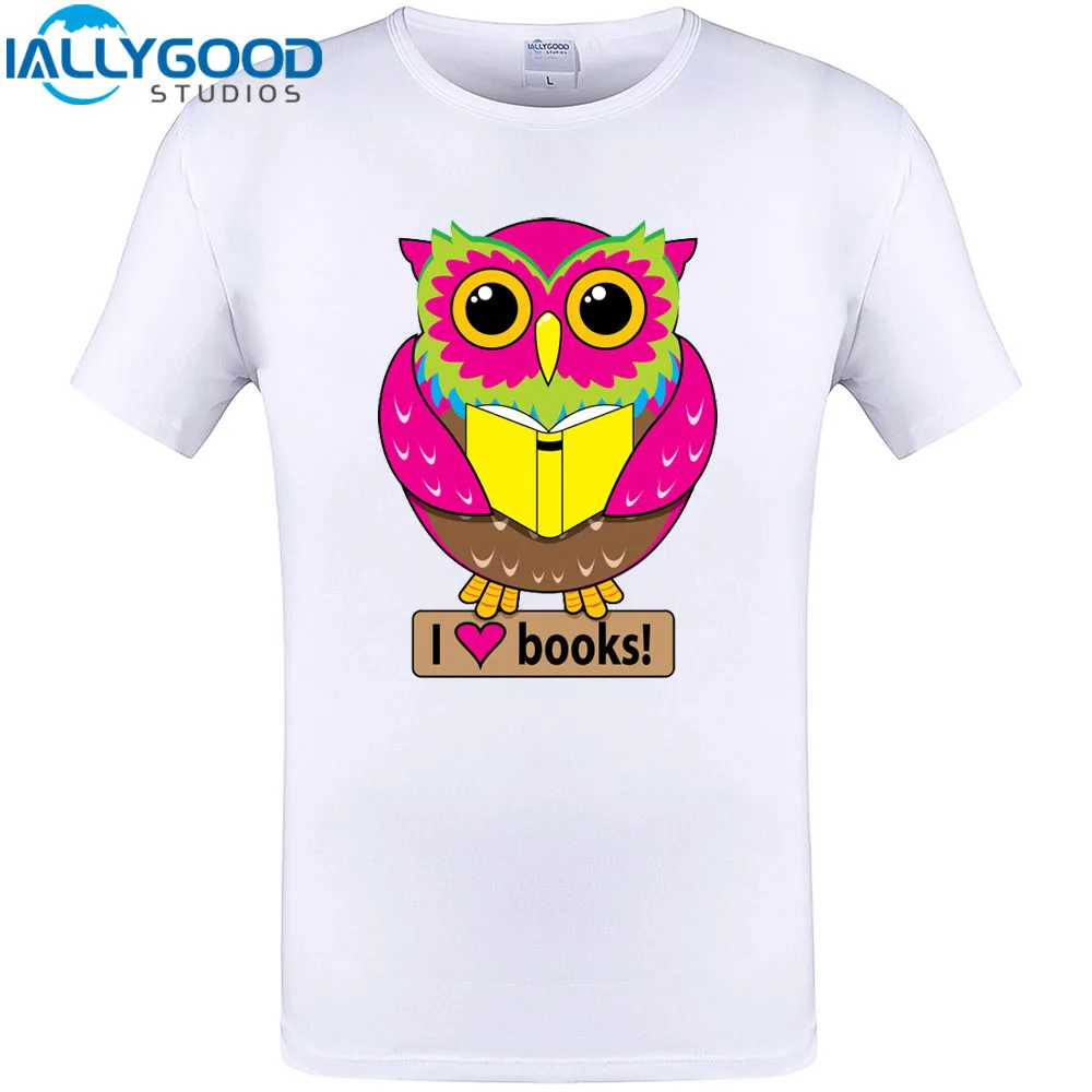 Крутая Сова I Love Books мультфильм дизайн футболка мужская летняя с коротким рукавом