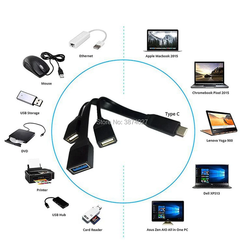 OTG USB 3.0 Type C Hub to usb хаб 3 1/3 0 Super Speed Splitter 4 в 1 для Macbook Pro Laptop Phone Use|Кабели VGA| |