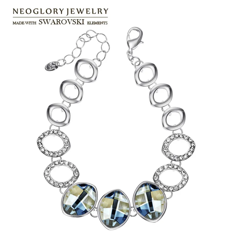 Женский браслет с овальными камнями Neoglory австрийские кристаллы и чешские Стразы