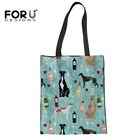 FORUDESIGNSГрейхаунд, черная сумка с принтом для домашних животных, сумка на одно плечо Harajuku, шикарная женская сумка для покупок, пляжная сумка, сумка Bolsos