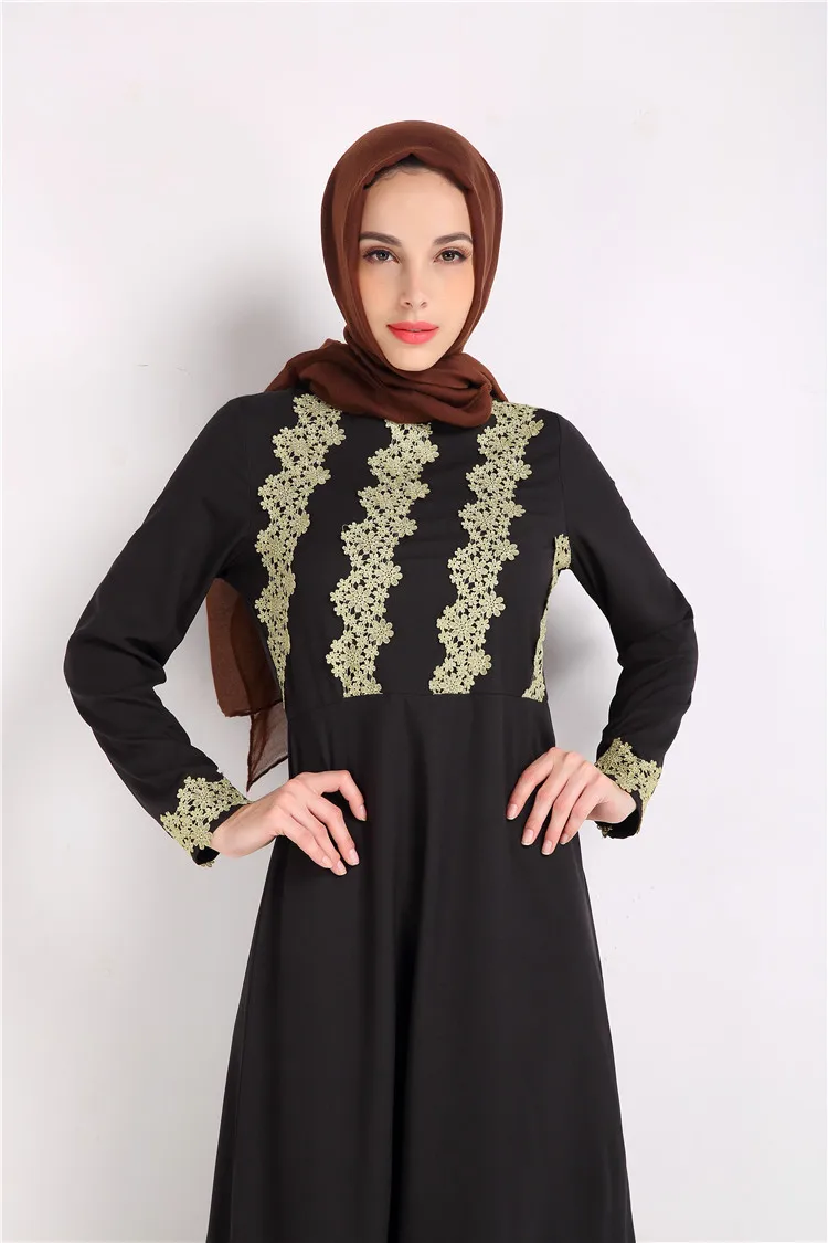 Женское длинное платье из полиэстера abaya черное в мусульманском стиле вечерние