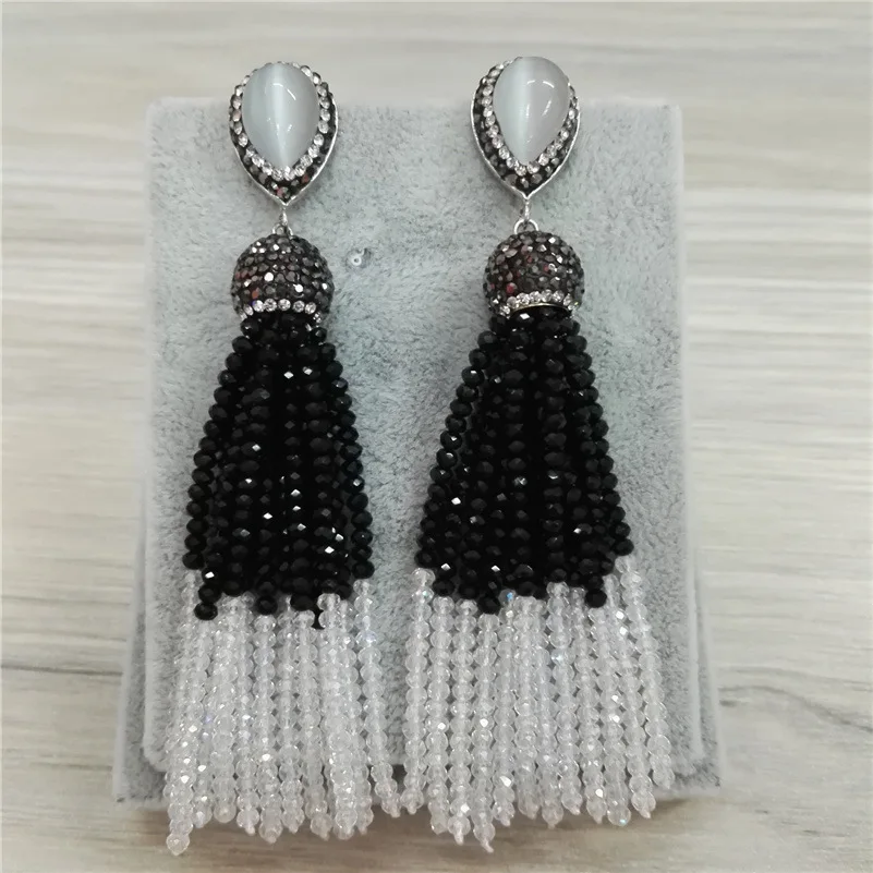 

Женские серьги-подвески, из серебра, черного цвета, 12 рядов