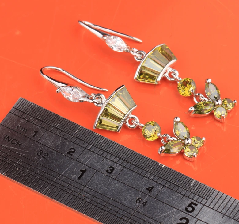Adorable Butterfly Shape Green Peridot Gems Multigems 925 Sterling Silver Drop Dangle Earrings For Women Free Shipping S5377 | Украшения и