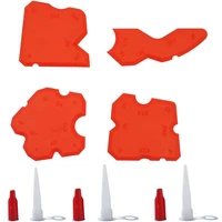 5sets per order fladess caulking tool kit joint sealant rubber scraper red set of 4 and 3sets nozzles and red caps