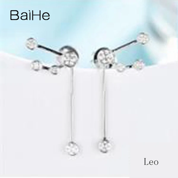 Leo BAIHE Твердые 14 к желтое золото 0.30CT H/SI круглые натуральные бриллианты обручальные модные ювелирные изделия 12 созвездий серьги-гвоздики - Цвет камня: Leo