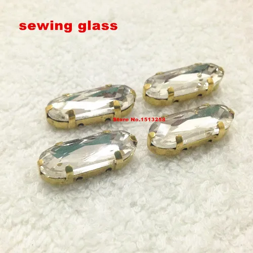 Кристально чистый цвет 15 шт 7x21 мм Пришивные длинные классические овальные