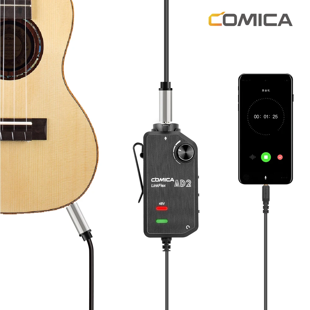 COMICA LinkFlex AD2 XLR/6 35 мм до 3 5 аудио предусилитель адаптер с фантомным питанием для