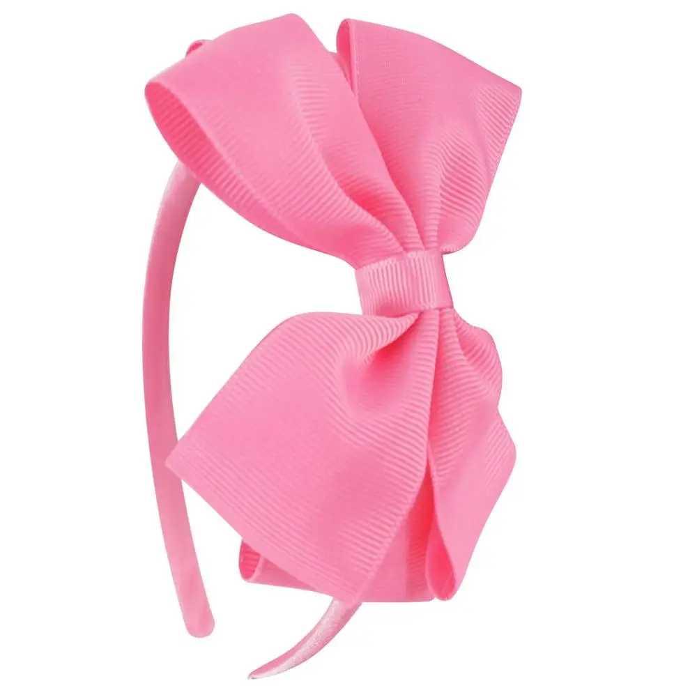 hot pink 4,5 дюймов обувь для девочек плотная повязка на голову детские конфеты цвета покрыты оголовье с Grosgrain ленты лук обручи ручной работы головной убор - Цвет: hot pink