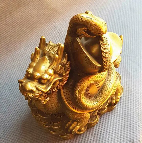 chinese China brass Feng shui xuan wu turtle snake Beast Ruishou lucky statue | Statues &amp Sculptures