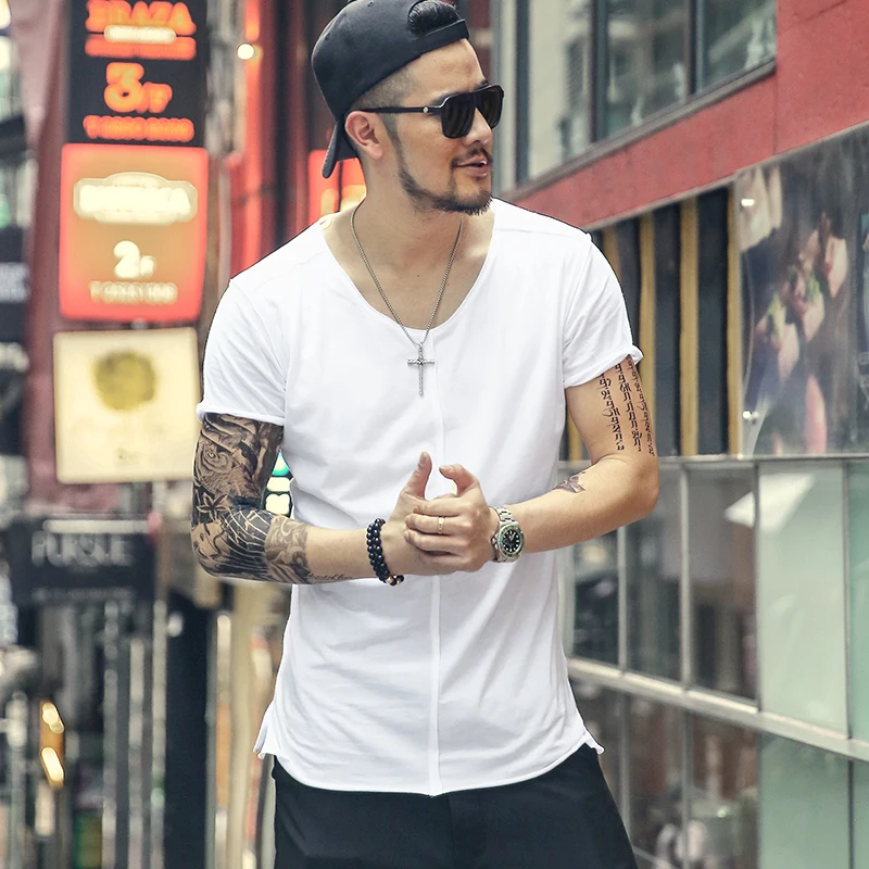 Мужская хлопковая футболка для фитнеса Приталенная с коротким рукавом и круглым