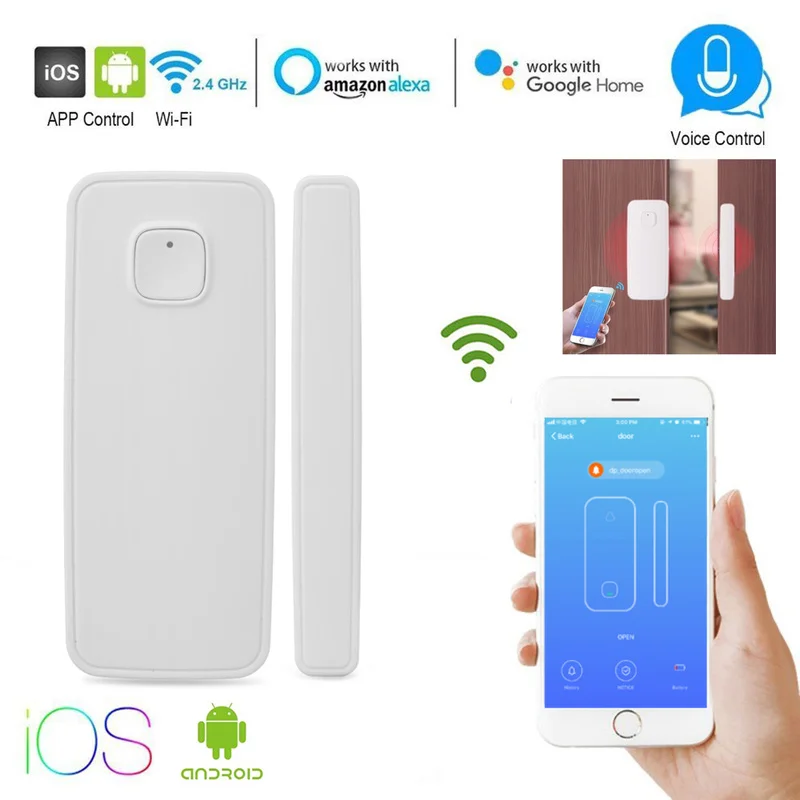 Home Door/Window Detector WiFi App Notification Alerts Battery Operated Security Sensor Work with Alexa Echo Google | Безопасность и