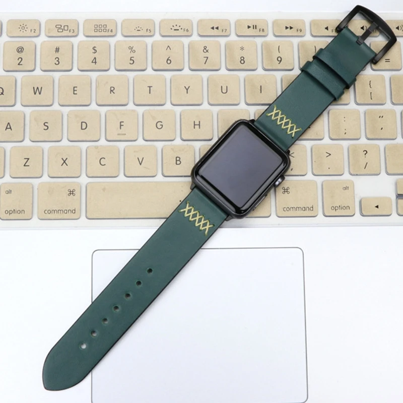 Ремешок из натуральной кожи для Apple watch 3 2 1 Iwatch 42 мм 38 мм браслет Crazy Horse узор наручные часы ремень+ металлическая пряжка
