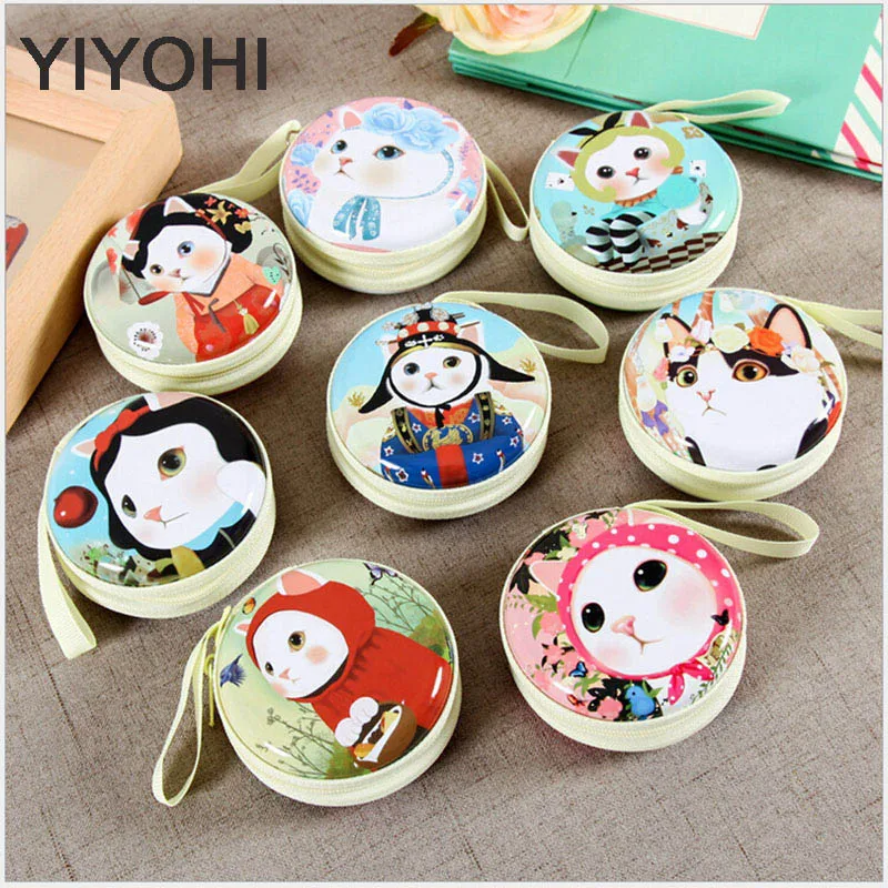 YIYOHI tinplate Женская милая мультяшная кошка мини-сумка Кошелек для монет Детский кошелек для девочек сумка для наушников свадебный подарок Рождественский подарок