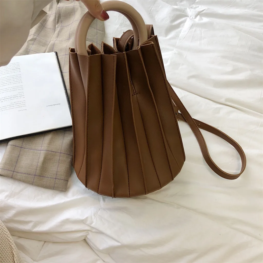 Brown Aelicy сумка Роскошные брендовые сумки дизайнерские модные женские однотонные большой емкости плиссированные кожаные диагональные посылка - Цвет: Brown