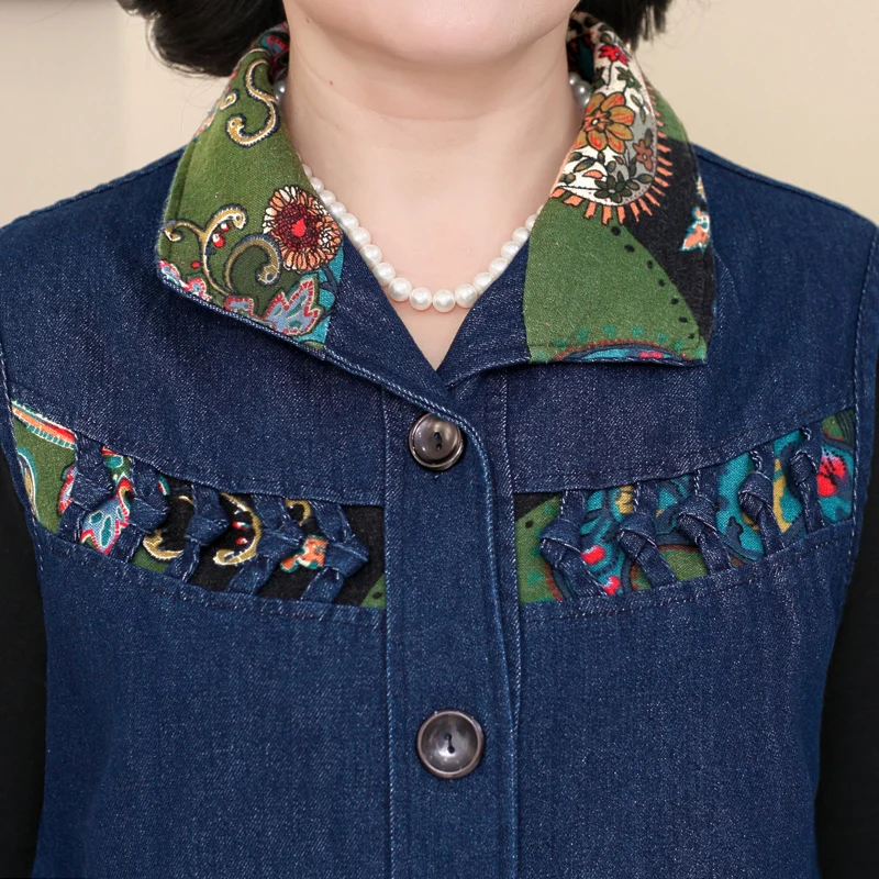 Женский джинсовый жилет среднего возраста весна осень Veste Femme большой размер без