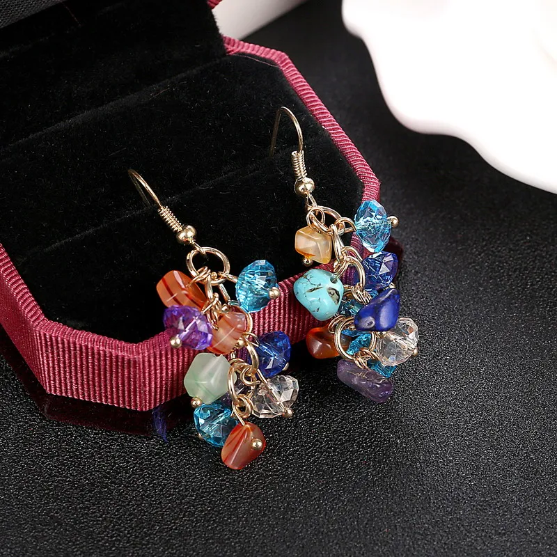 Цветной браслет из натурального камня набор ювелирных украшений африканских