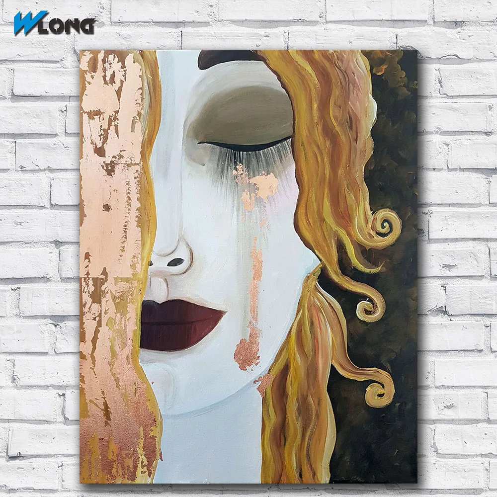 Большой размер Печать Картина маслом золотые слезы Климт красота стены