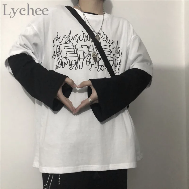 Lychee Harajuku, женские футболки с надписью и надписью, топы, футболки с круглым вырезом, короткий рукав, летняя Свободная Женская футболка, топы, футболки