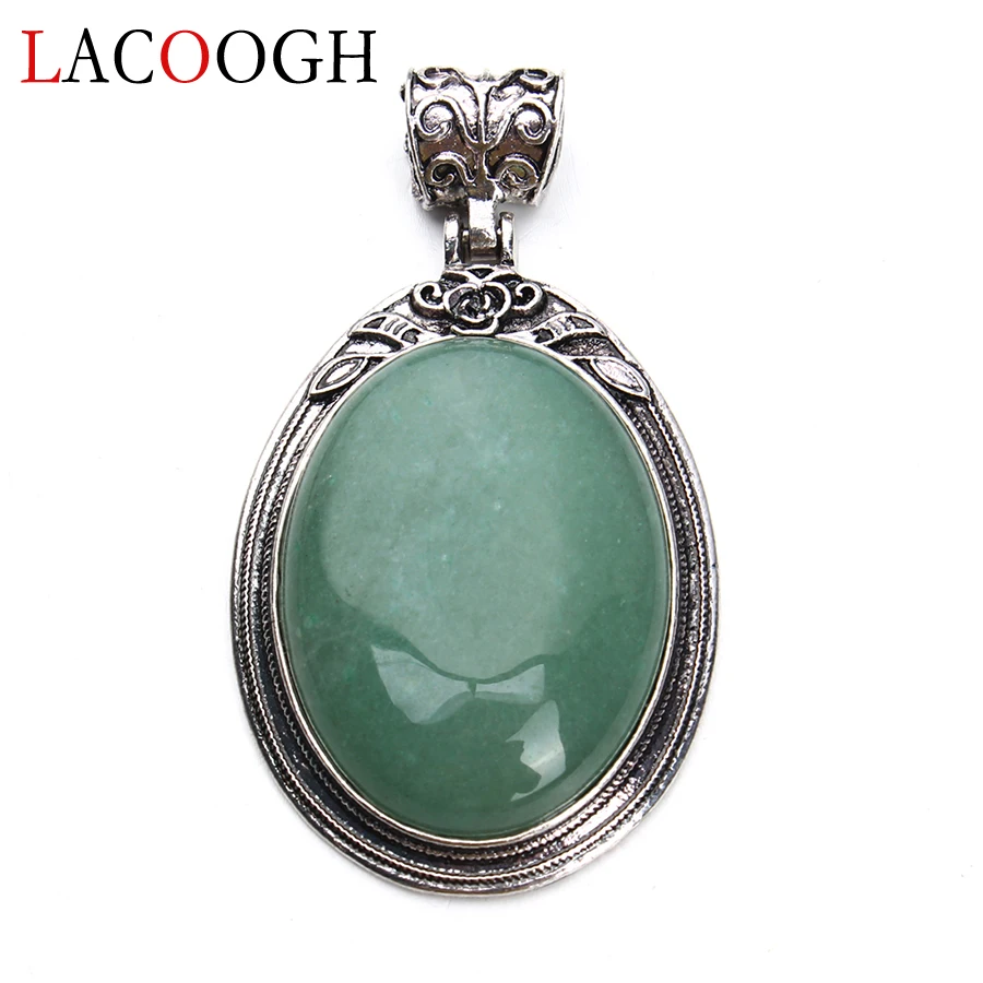 Подвеска натуральный овальный камень зеленый 38x67 мм|oval pendant|stone pendant charmloose |