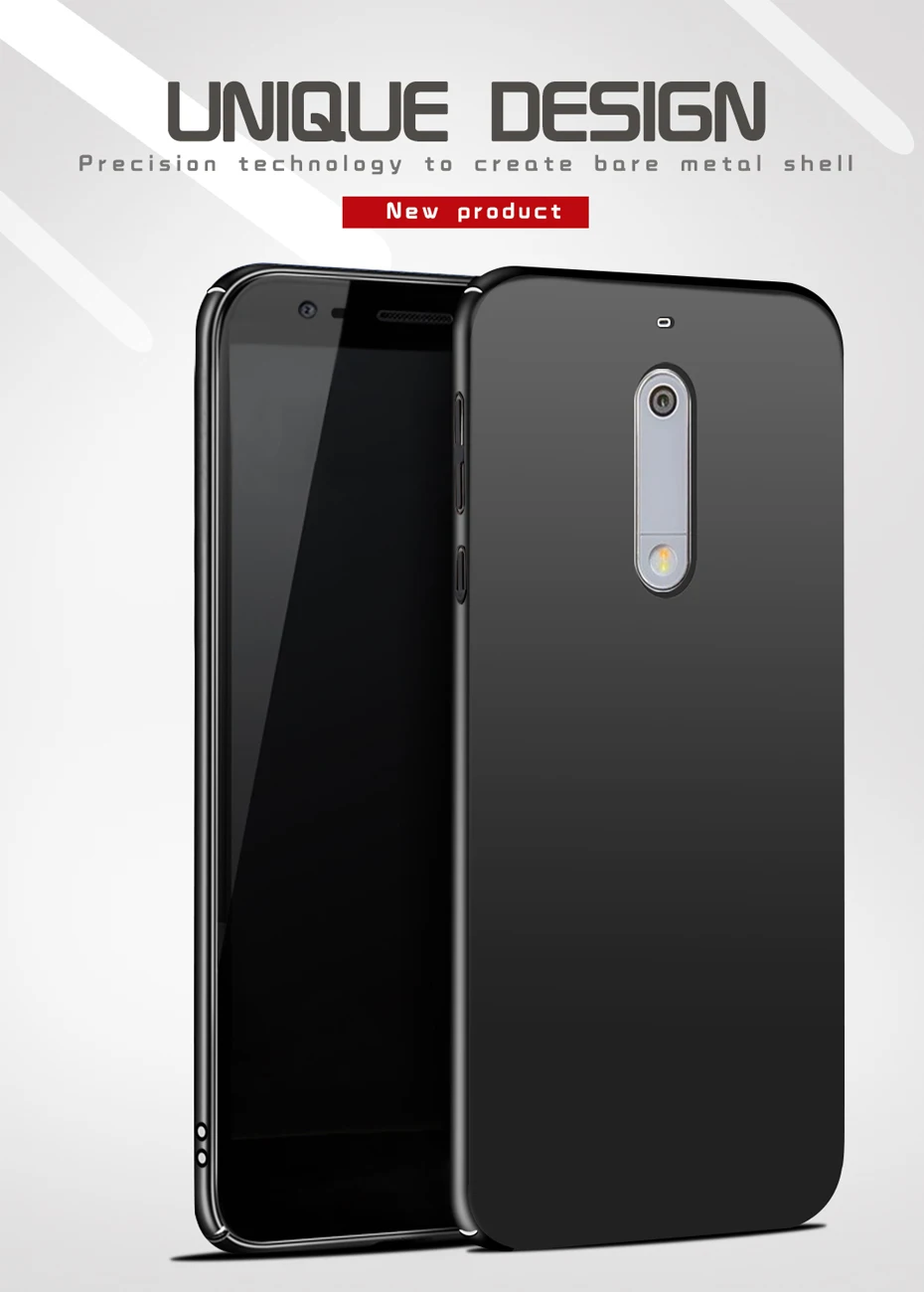 Для Nokia 5 чехол 360 Защитная крышка для телефона Роскошная жесткая задняя крышка из ПК чехол для NOKIA5 NOKIA 5 Черный Бампер кожа корпус 5,2