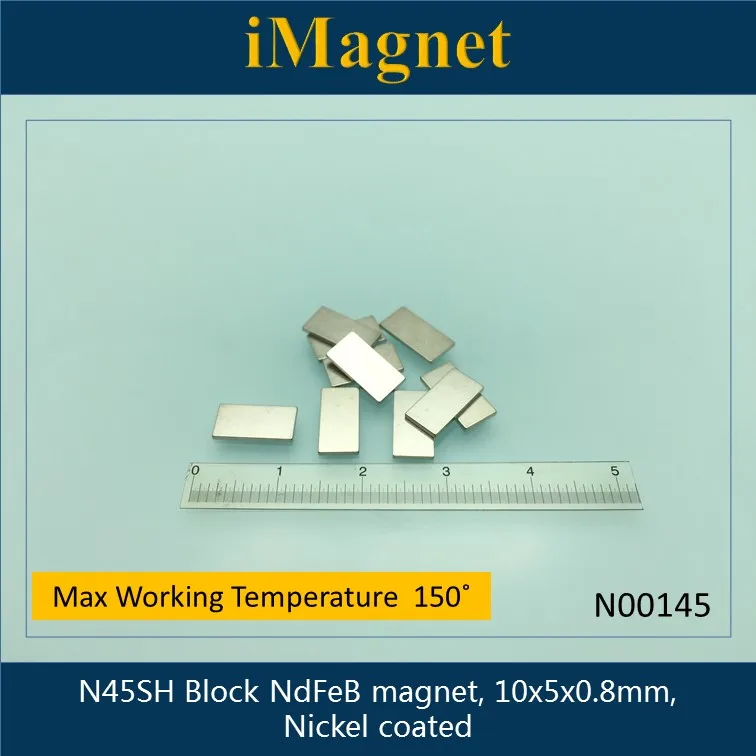 N00145 20 шт. N45SH Блок редкоземельный неодимовый магнит 10x5x0 8 мм для холодильника