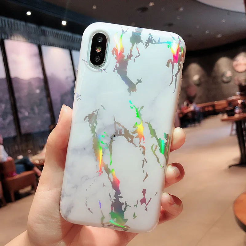 Luxury Laser Plating Marble Pattern Solf TPU Silicone Full Protect Case Back Cover Phone For iPhone 6 6S 7 8 Plus X 10 Cases |