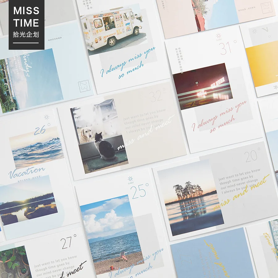 30 Sheets/Set Good Weather Series Paper Postcard Greeting Card Birthday Bussiness Gift Set Message | Канцтовары для офиса и