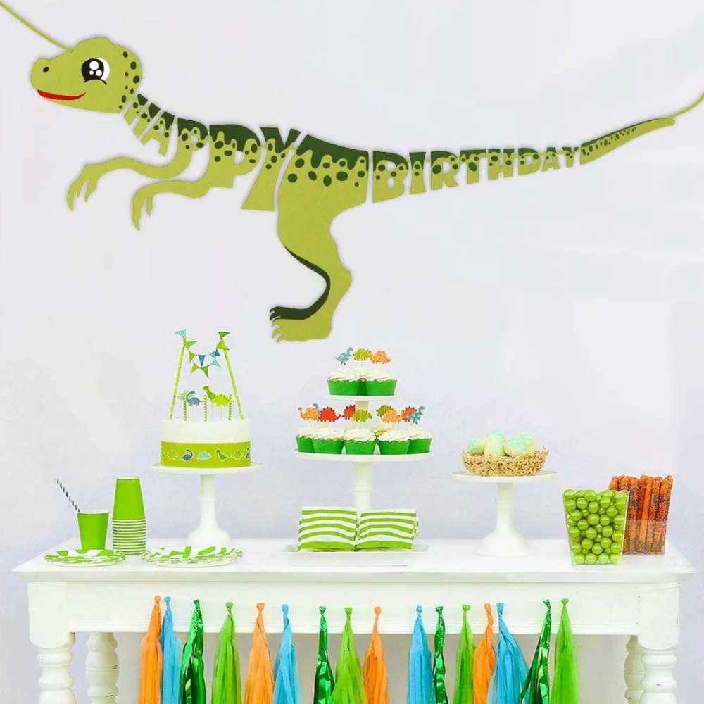 Динозавр счастливый плакат &quotс днем рождения&quot Джунгли сафари День рождения