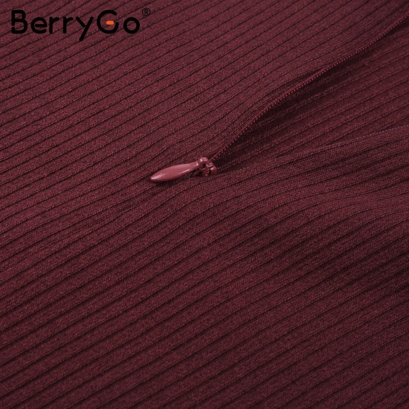 BerryGo, Холтер, на шнуровке, вязаный свитер, платье, женское, с открытыми плечами, облегающее платье, Осень-зима, элегантное, Открытое платье, vestidos