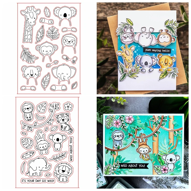 Набор прозрачных силиконовых штампов Jungle Friends Pals для скрапбукинга/фотоальбома с