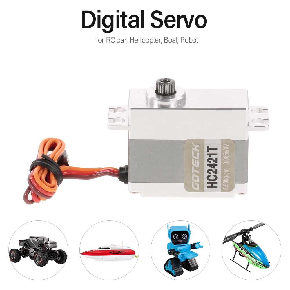 

RC Parts HC2421T Metal Gear High Torque 6.5KG Digital Servo with Coreless Motor Waterproof for RC Car Helicopter Boat Robot