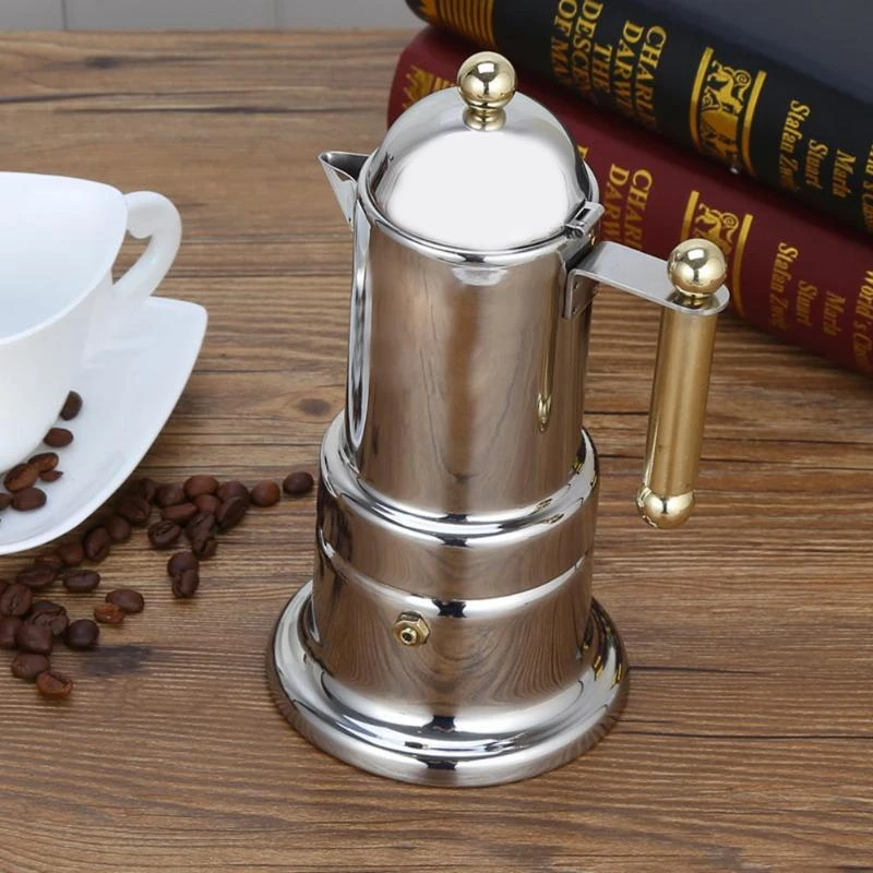 200 мл 4 чашки кофейник из нержавеющей стали Moka Кофеварка чайник фильтр