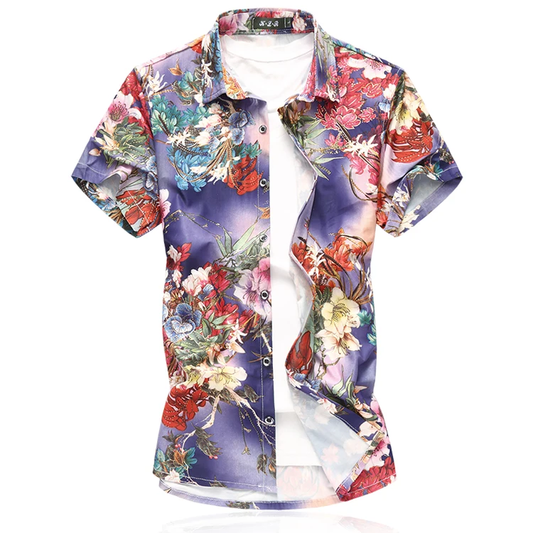 Новая высококачественная модная мужская шелковая гавайская рубашка с коротким