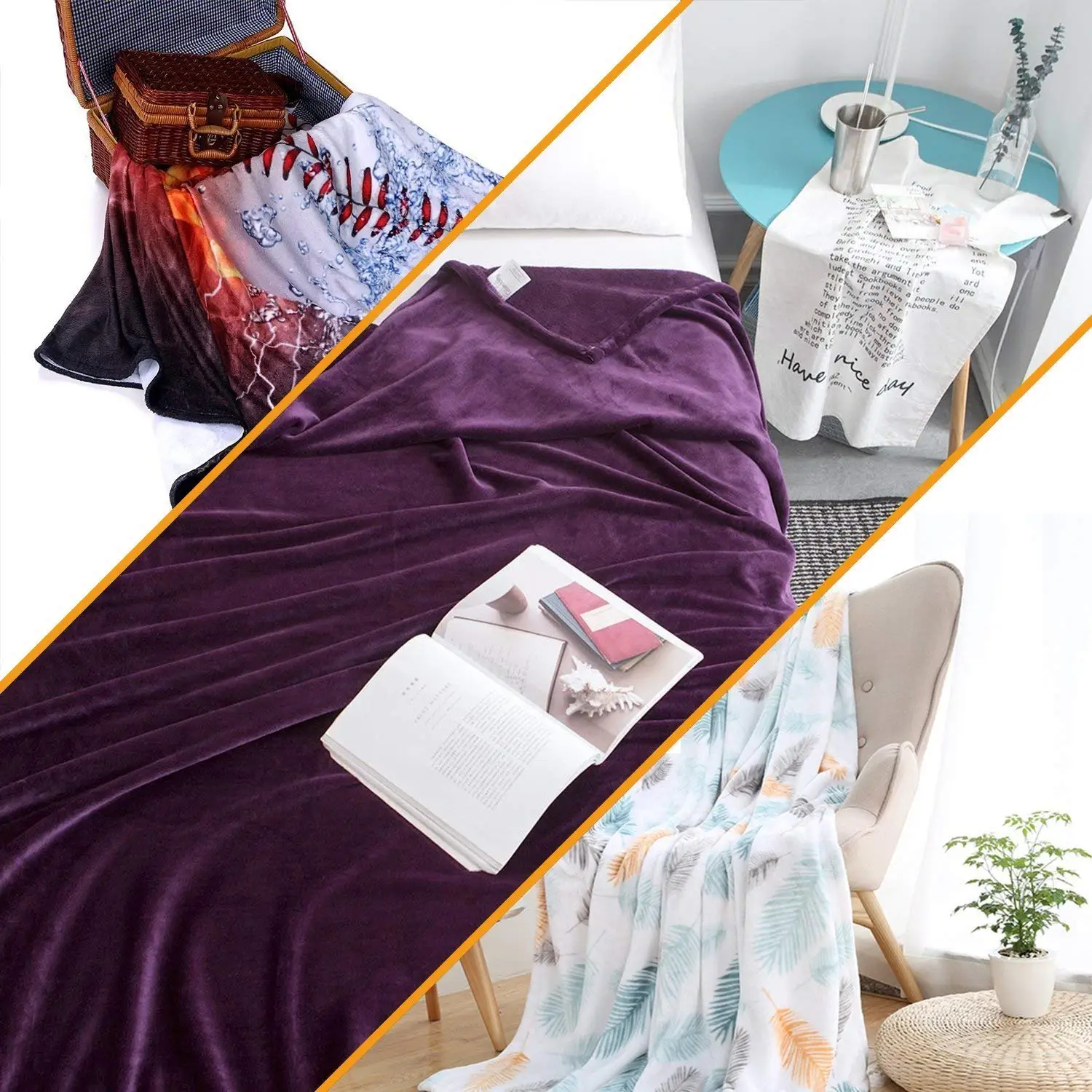 Navy Throw Abstract Leaf Form with Inner Circle Spots in Vibrant Tones Hippie Pattern Warm Microfiber Blanket | Дом и сад