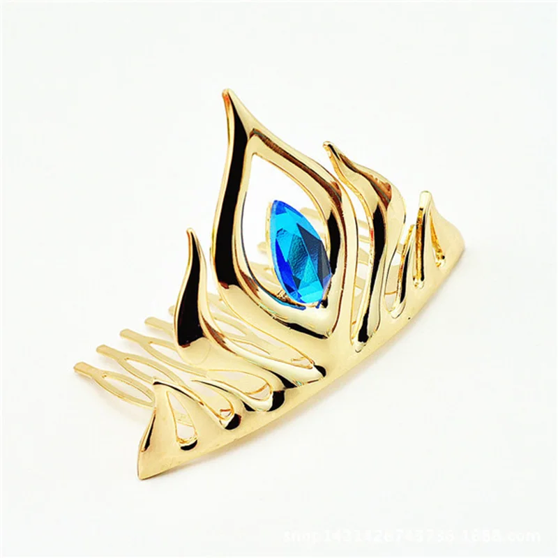 

JINSE 3D Animated Movie Elsa Gold Color Blue Crystal Crown Tiaras Hair Combs Christmas Gifts Top Grade Women Hair Jewelry CR041