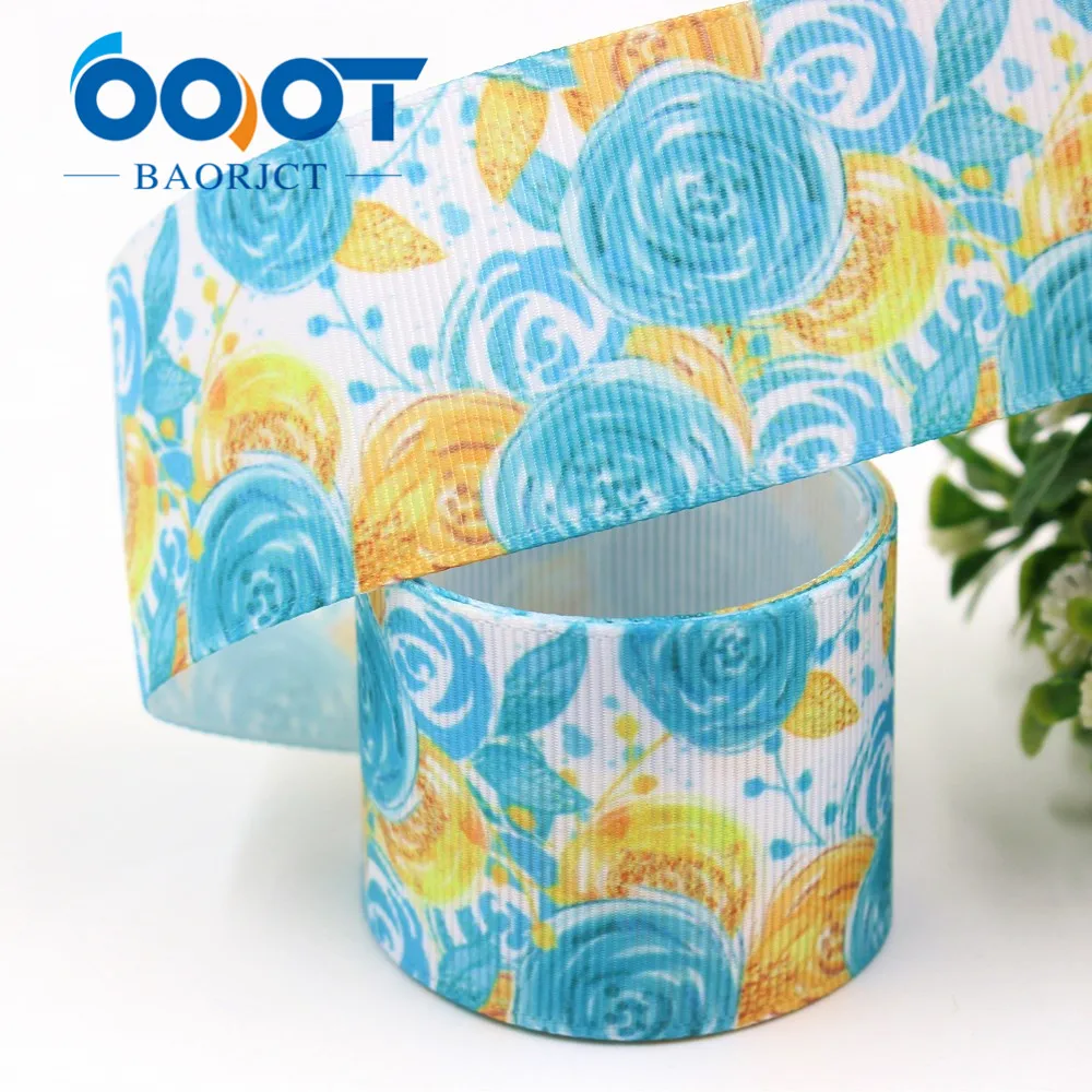 OOOT BAORJCT I-19306-532 38 мм 10 ярдов Цветок термопечать ленты grosgrain бант колпачок DIY
