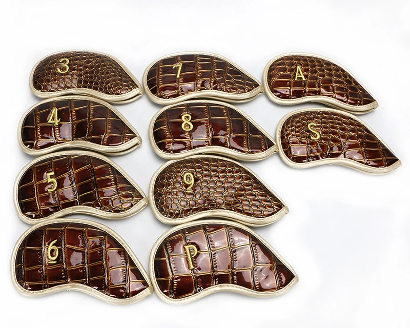 10 шт./компл. Чехлы для головы Golf Iron чехлы из искусственной кожи с узором под