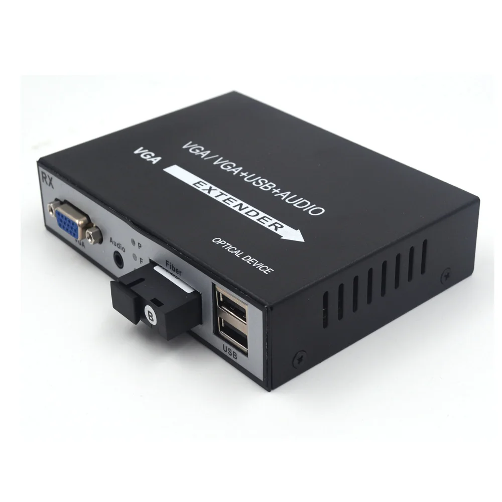 Высокое качество 1080P VGA расширители VGA к оптоволоконным медиаконвертерам с KVM USB и стерео 3,5 мм аудио-SC одномодовый 20 км