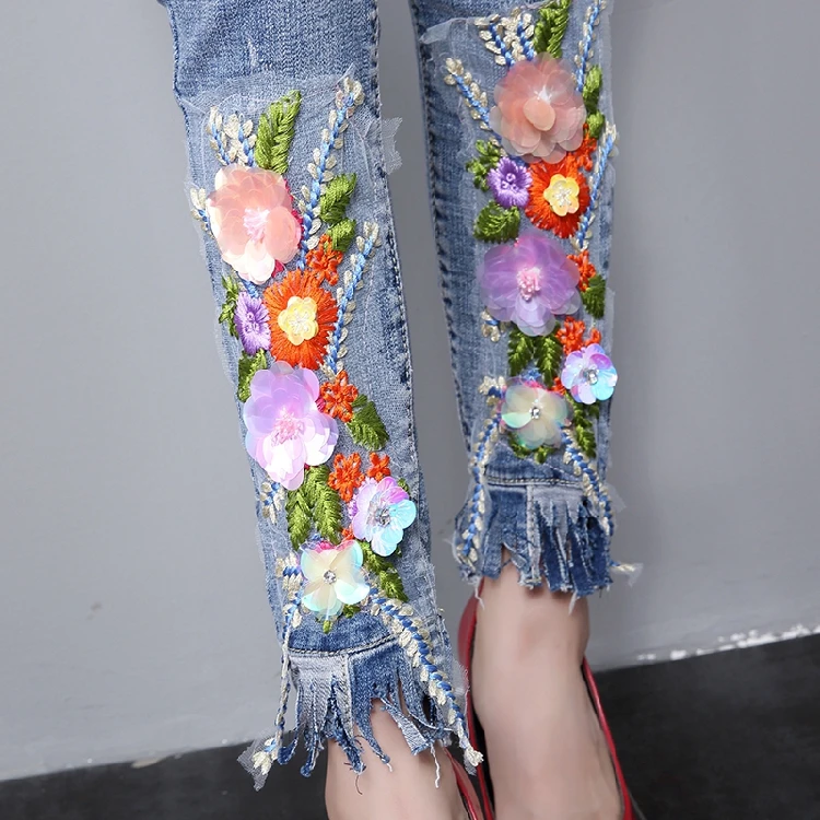 Новинка 2018 весенние модные женские джинсовые брюки студенческие джинсы с