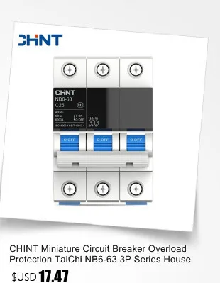 CHINT миниатюрный автоматический выключатель защита от перегрузки TaiChi NB6-63 1P серия Бытовой Воздушный выключатель 10A 16A 20A 25A 32A 40A 50A 63A