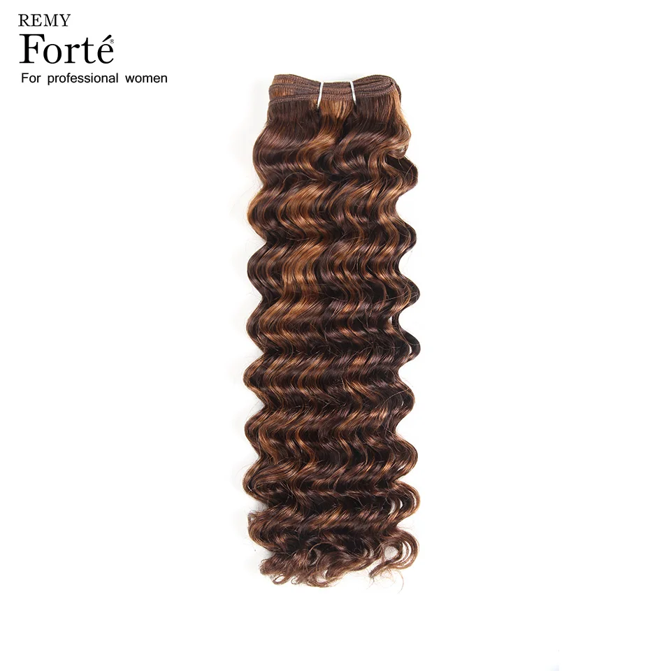 Remy Forte Deep Wave Bundles Remy Brazilian Hair Weave Bundles P4/27 P4/30 Human Hair Extension Single Bundles Hair Vendors - Цвет: P4/30