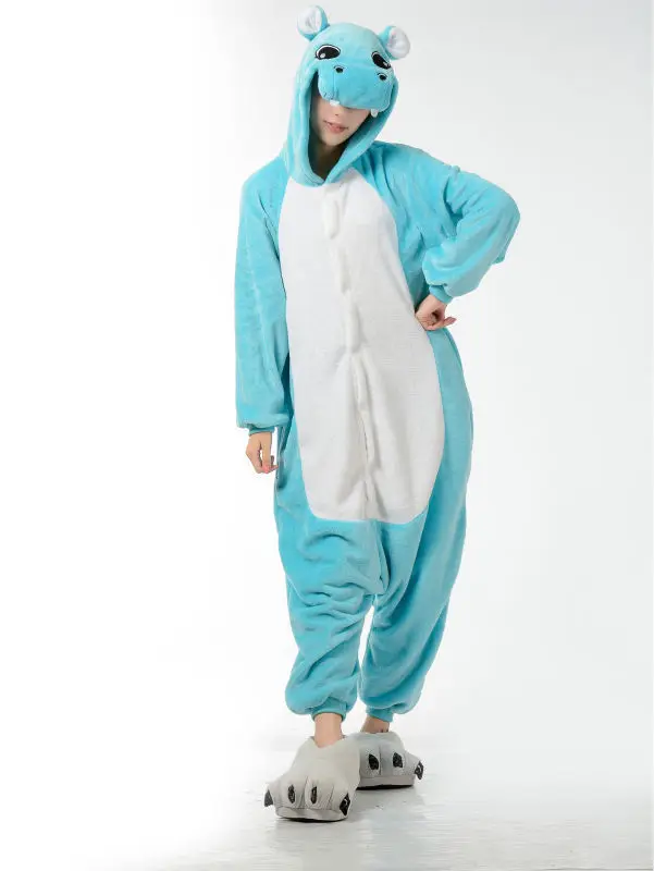 Пижама комбинезоны для мужчин и женщин Комбинезоны взрослых голубого цвета с